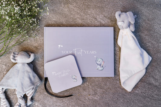 Elephant Memory Book & Milestone Cards Gift Set