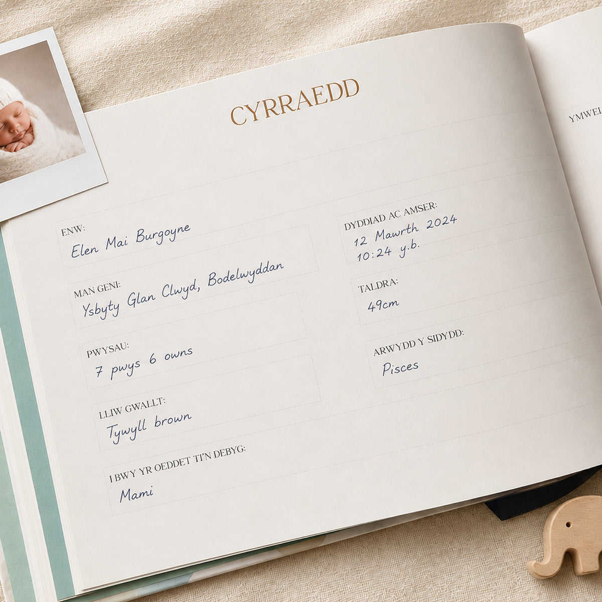 Llyfr Cof Babanod Cymraeg - Botanegol